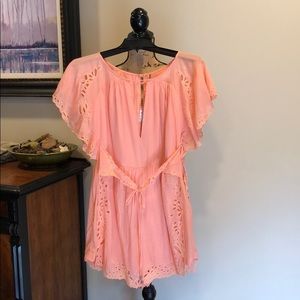 Pink Free People Romper w/Lace Cutout - Size 4